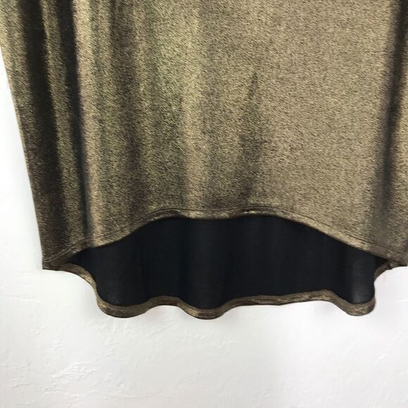 NEW LuLaRoe Irma Metallic Gold High Low Short Sleeve Top XXS - Picture 3 of 6